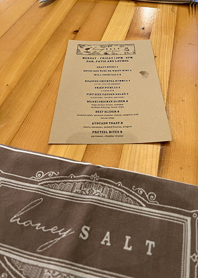 honey salt menu mat