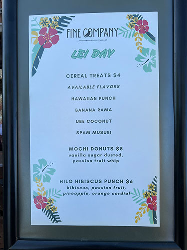 Lei Day menu